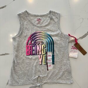 Justice Gray Tank with Rainbow and Love Being You Text